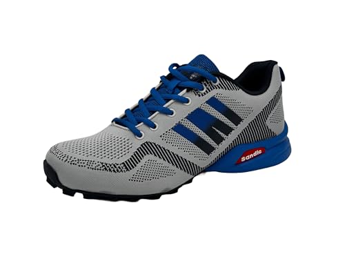 Wildora Damen Herren Wanderschuhe Bequeme Trail Running Trekkingschuhe (Grau-Navy-Königblau,44) von Wildora