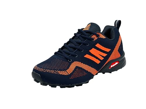 Wildora Damen Herren Wanderschuhe Bequeme Trail Running Trekkingschuhe (Navy-Orange,44) von Wildora