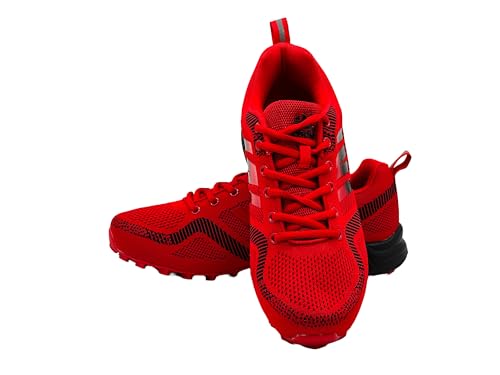 Wildora Damen Herren Wanderschuhe Bequeme Trail Running Trekkingschuhe (Rot-Schwarz,39) von Wildora