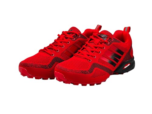 Wildora Damen Herren Wanderschuhe Bequeme Trail Running Trekkingschuhe (Rot-Schwarz,41) von Wildora