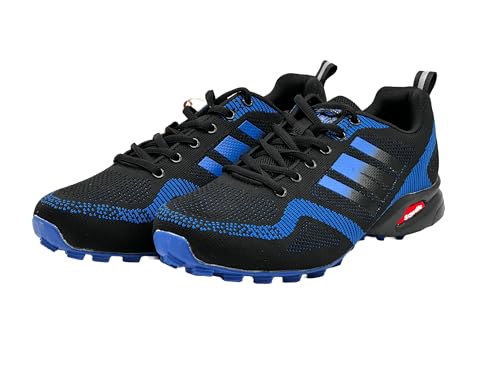 Wildora Damen Herren Wanderschuhe Bequeme Trail Running Trekkingschuhe (Schwarz-Königsblau,45) von Wildora