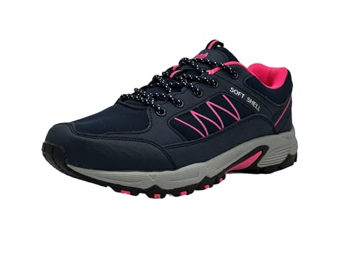 Wildora Damen Herren Wanderschuhe Softshell Trail Running Trekkingschuhe (Navy-Fuchsia,40) von Wildora