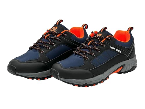 Wildora Damen Herren Wanderschuhe Softshell Trail Running Trekkingschuhe (Navy-Orange,46) von Wildora