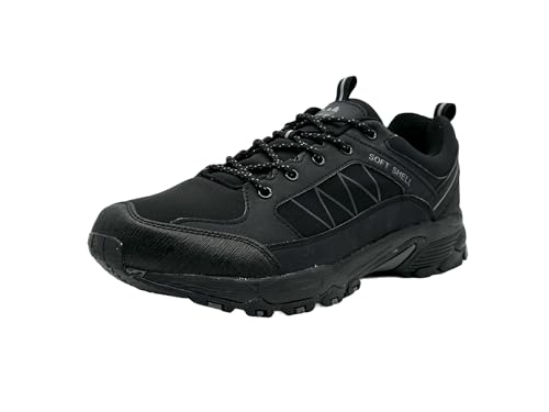 Wildora Damen Herren Wanderschuhe Softshell Trail Running Trekkingschuhe (Schwarz-Grau,44) von Wildora