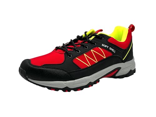 Wildora Damen Herren Wanderschuhe Softshell Trail Running Trekkingschuhe (Schwarz-Rot-Grün,39) von Wildora