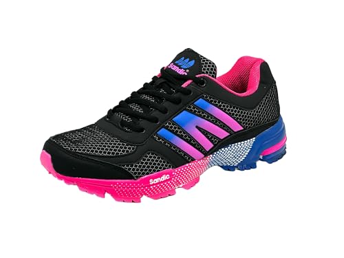 Wildora Damen Herren Wanderschuhe atmungsaktive Trail Running Trekkingschuhe (Schwarz-Fuchsia-Königsblau,38) von Wildora