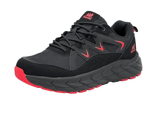 Wildora Damen Herren Wanderschuhe atmungsaktive Trekkingschuhe Laufschuhe (Schwarz-Rot,46) von Wildora