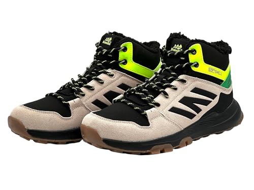 Wildora Damen Herren Wanderschuhe warm gefütterte Winterstiefel Softshell (Beige-Schwarz-Grün,40) von Wildora