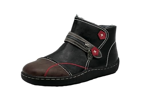 Wildora Damen Stiefeletten Boots – Stilvolle Retro-Design Winterschuhe (Schwarz-Grau,37) von Wildora