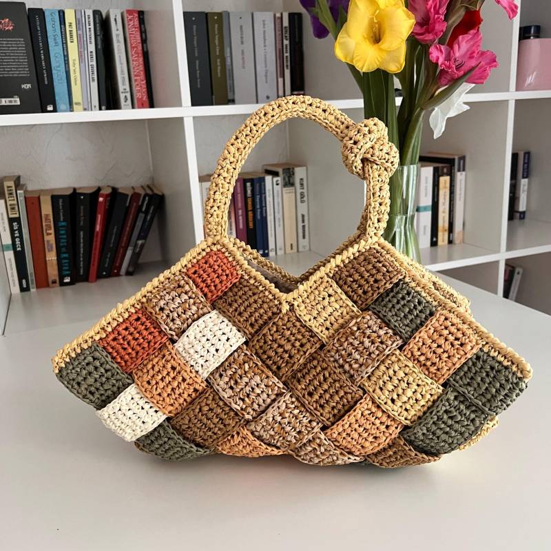 Puzzle Bag - Handcrafted Multicolor Raffia Handbag | Medium Unique Designer Purse Puzzle Bag - Handcrafted Multicolor Raffia Handbag | Medium Unique Designer Purse von Wildrosenwelt