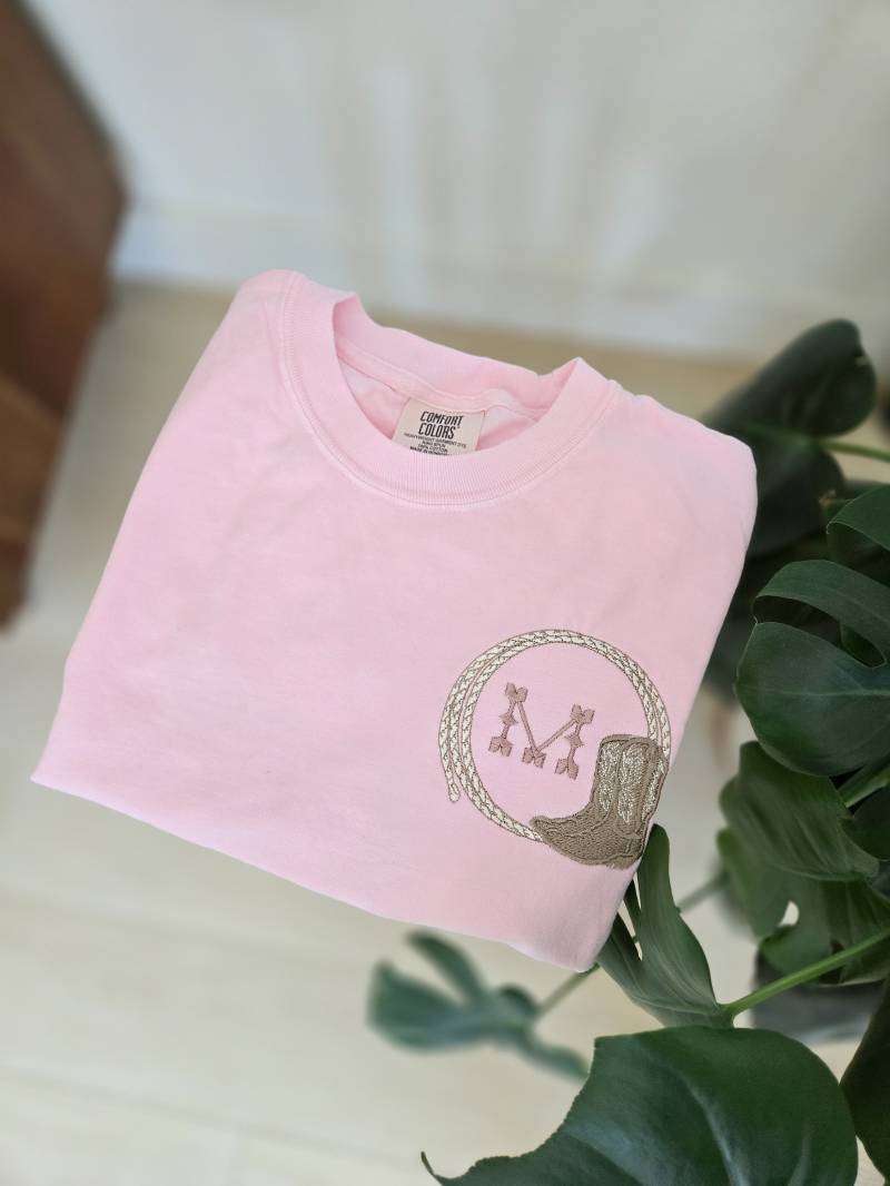 Seil Anfangsmonogramm-Land Anfang T-Shirt Benutzerdefinierte Komfort Farben T-Shirt-Besticktes Personalisierte-Mama-Oma-Geschenk Für Sie von Wildsongoods