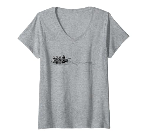 Damen Minimales Wildwasser Rafting Rafter T-Shirt mit V-Ausschnitt Damen Minimales Wildwasser Rafting Rafter T-Shirt mit V-Ausschnitt von Wildwasser Rafting Boot Minimalistische Grafik