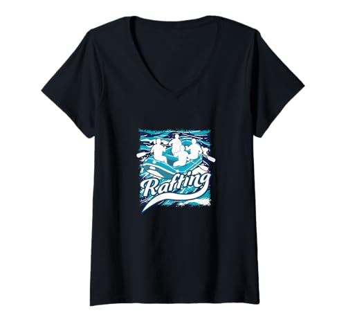 Damen Wildwasser Rafting Fluss Schlauchboot Paddeln Rafter T-Shirt mit V-Ausschnitt Damen Wildwasser Rafting Fluss Schlauchboot Paddeln Rafter T-Shirt mit V-Ausschnitt von Wildwasser Rafting Rafter Enthusiasten