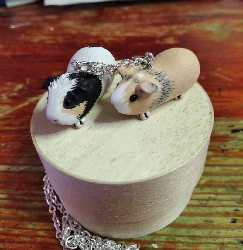 Einzigartige Personalisierte Meerschweinchen-Halskette - Polymer Clay Handgefertigt Haustier-Andenken Personalisiertes Geschenk von Wildyfraise