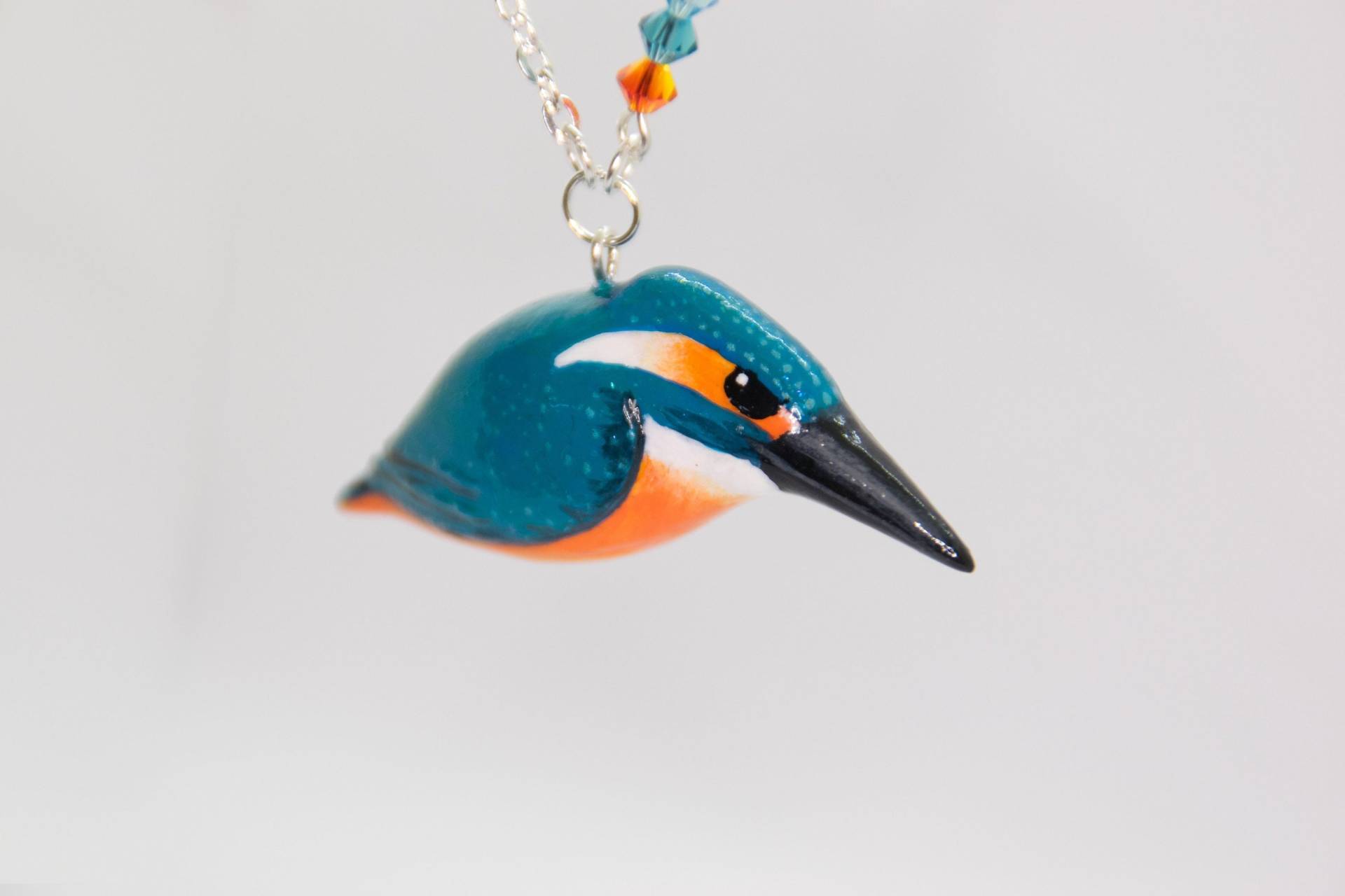 Eisvogel-Halskette - Originalschmuck Vogelleidenschaft Ornithologie Orange-Türkis-Mode Geschenkidee Zum Muttertag von Wildyfraise