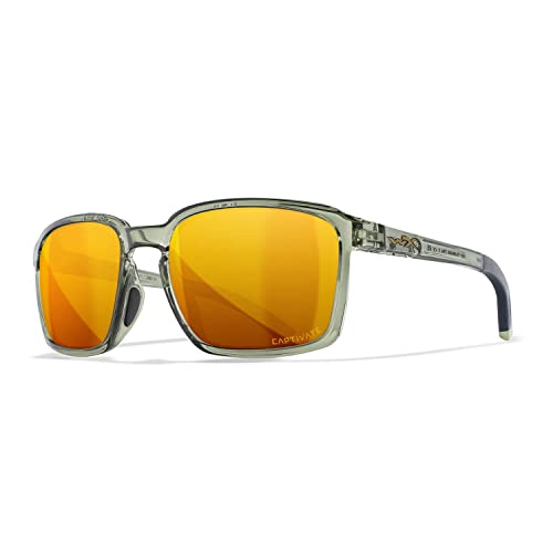 Wiley X | WX Alfa | Sonnenbrille Herren | Bronze Mirror Gläser/Gloss Light Green-Grey Gestell │ Sonnenbrillen Herren Polarisiert │ Sport Outdoor Fahrradbrille | 100% UVA/UVB-Schutz von Wiley X