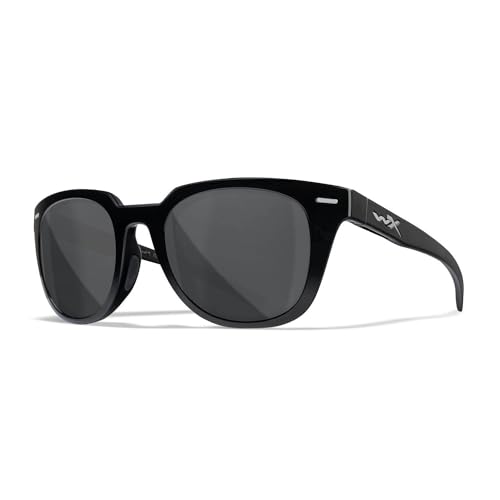 Wiley X | WX Ultra | Sonnenbrille Damen | Polarisiert | 100% UVA/UVB-Schutz | Outdoor-Aktivitäten Fahrradbrille Wandern Sport (Grau Gläser | Glänzend Schwarz Gestell) von Wiley X