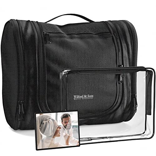 Kulturbeutel Kosmetiktasche zum Aufhängen mit transparenter Reise Tasche, Spiegel | XXL Kosmetik Kulturtasche Waschtasche Waschbeutel Kosmetikbeutel Beauty Case Groß Wasserdicht XL Damen Herren Kulturbeutel Kosmetiktasche zum Aufhängen mit transparenter Reise Tasche, Spiegel | XXL Kosmetik Kulturtasche Waschtasche Waschbeutel Kosmetikbeutel Beauty Case Groß Wasserdicht XL Damen Herren von Wilford & Sons