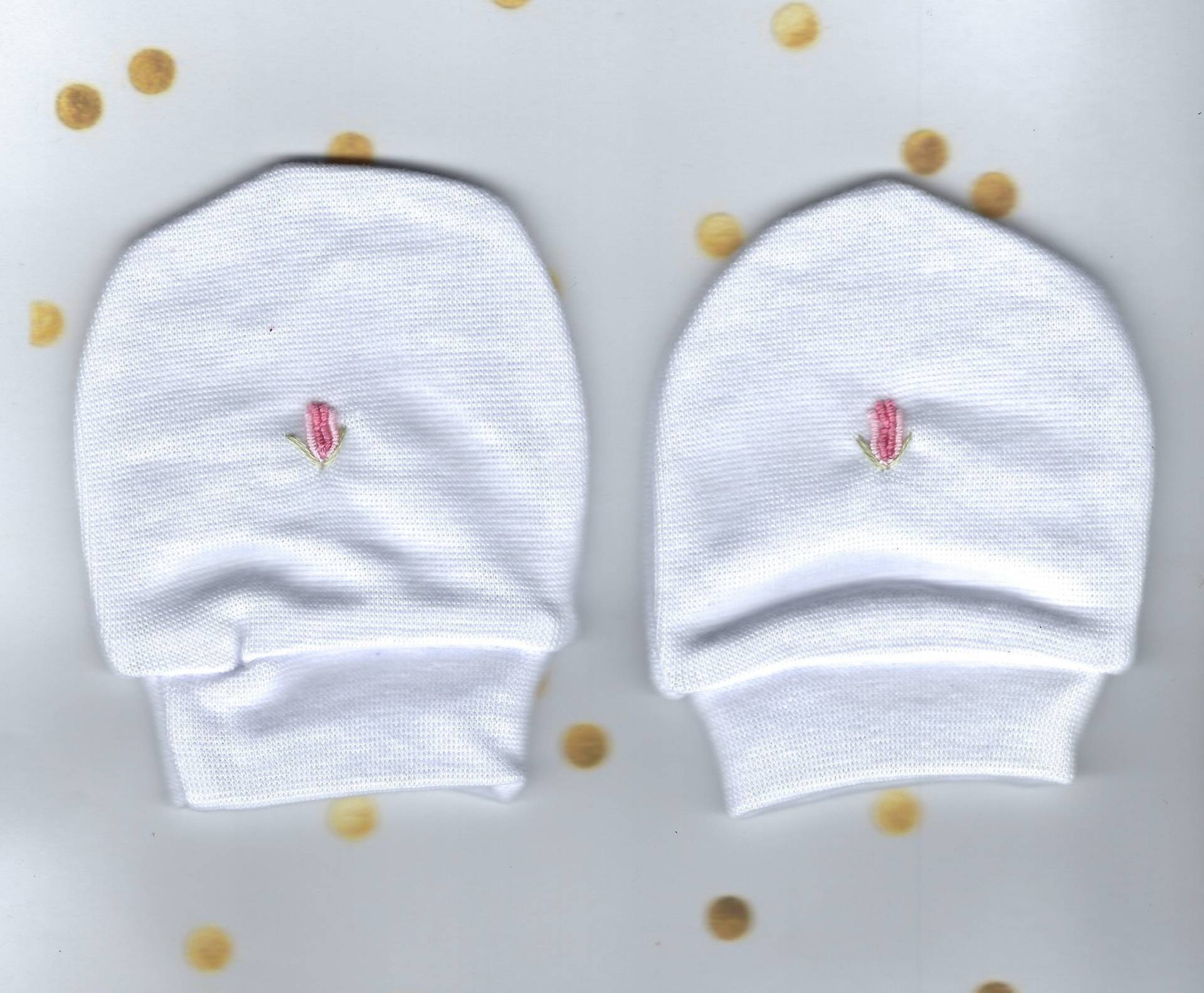 Baby Handschuhe, Weiße Babyhandschuhe, Krankenhaushandschuhe, Bestickte Winterhandschuhe, Babywärmer, Nicht Kratzende Handschuhe von Wilgaparkcraftcorner