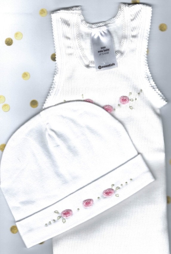 Passendes Baby Set, Singlet, Mütze, Nach Hause Kommen Outfit, Krankenhaus Neugeborenen Top, Babykleidung, Rose Set von Wilgaparkcraftcorner