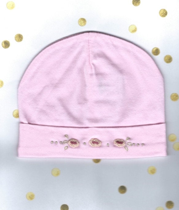 Rosa Baby Mütze, Accessoires, Winter Kleinkind Krankenhaus Coming Home Neugeborene Bestickt von Wilgaparkcraftcorner