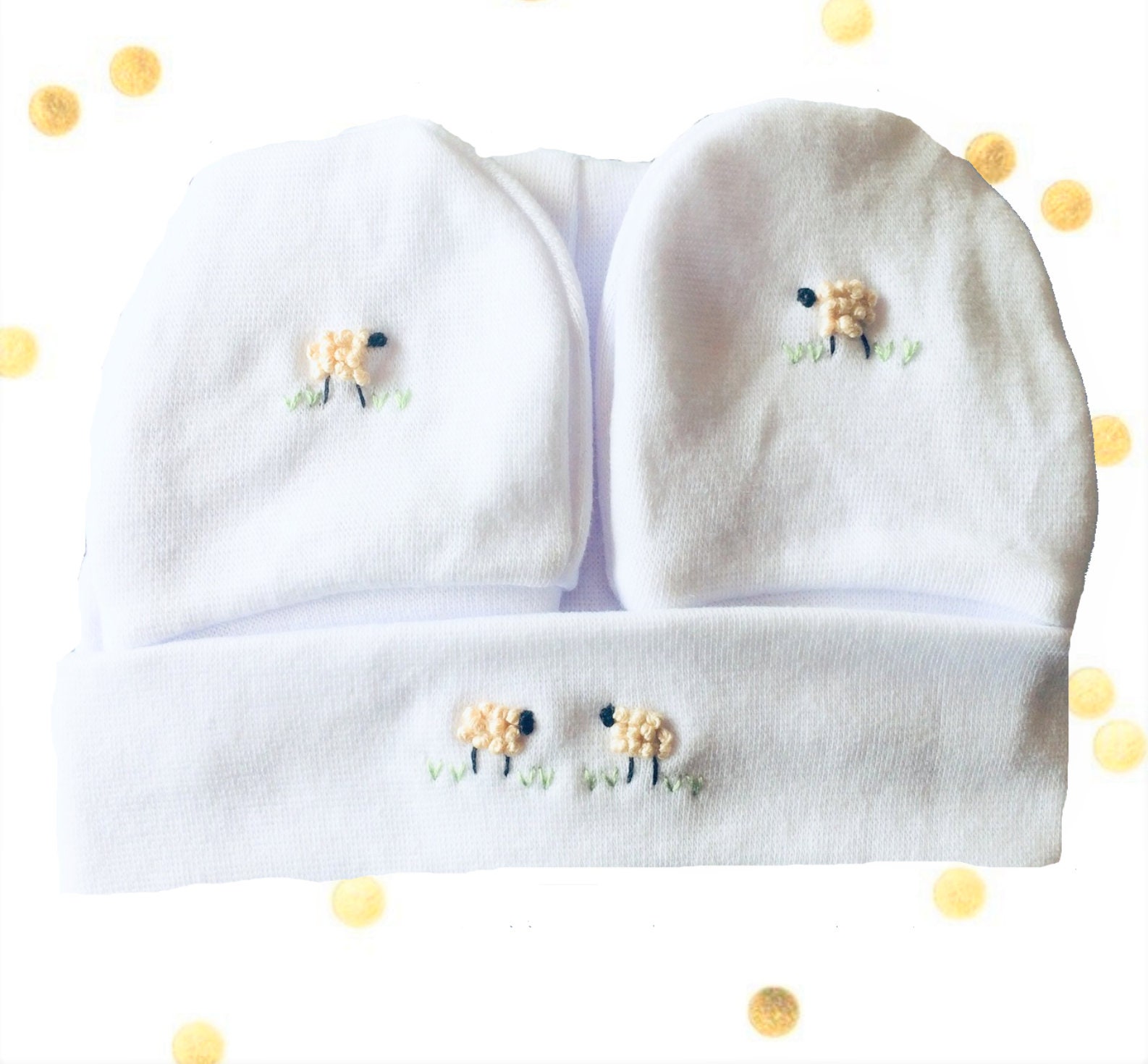 Unisex Sets, Baby Set, Krankenhaus Schaf, Handschuhe, Babymütze, Kleidung Geschenksets, Neugeborenen Kleidung, Babyparty von Wilgaparkcraftcorner