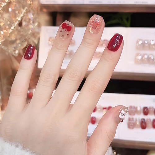 30 Stück Quadratische Nägel Zum Aufdrücken Neujahrsdesigns Französische Künstliche Nägel Künstliche Acrylnägel Künstliche Nägel Kleber Auf Den Nägeln Für Frauen von Wilgure