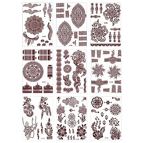 9 Temporäre Aufkleber Mädchen Blumenmuster Braune Spitze Wasserfest Abnehmbar von Wilgure