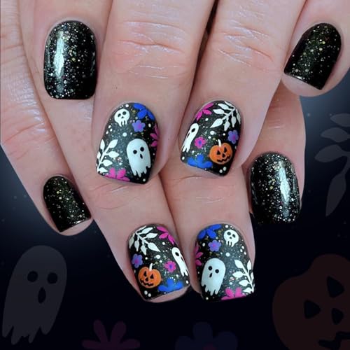 Halloween Gefälschte Nägel Set 24 Glitzern Mit Design Kürbisblume Abs Presse Auf Nägeln Für Frauen Abs Gruseliges Skelett Press Ons Halloween Gefälschte Nägel Set 24 Glitzern Mit Design Kürbisblume Abs Presse Auf Nägeln Für Frauen Abs Gruseliges Skelett Press Ons von Wilgure