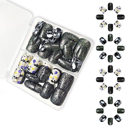 Halloween Press Auf Nägeln Quadratische Gefälschte Nägel Beängstigende Künstliche Nägel Für Frauen Quadratische Klebstoffe Auf Nägeln Mit Designs Quadratischer Falsch Nagel von Wilgure