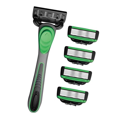 Herrenhandbuch Sicherheitsrasierer Mit 7 Schicht Blading Gummigriff Umfasst 5 Ersatzkopf Für Glatte Rasiererfahrung von Wilgure