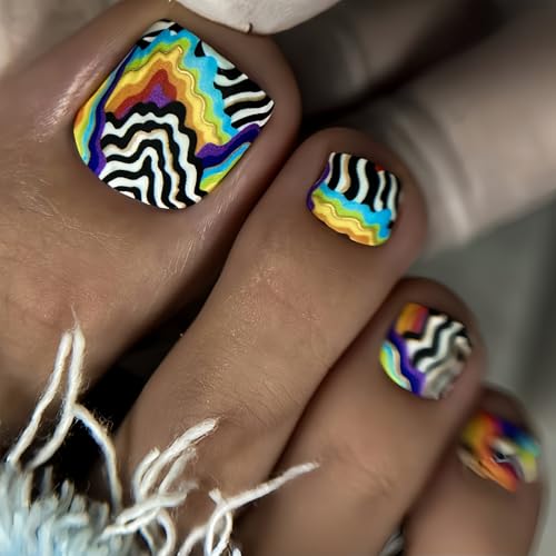 Hochglänzende Französische Tipps Gefälschte Zehennägel Mit Designs Square Press Auf Zehennägel Zehennägeln Frauen Vollbedeckte Zehennägel Französische Tipps Gefälschter Zehennagel Mit Design von Wilgure