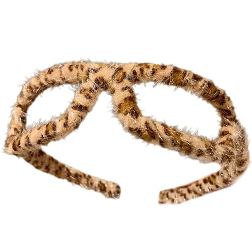 Leoparden Print Plush Stirnbänder Lässig Plüsch Kopfbedeckung Haarbänder Kopfbedeckung Make Up Haarbänder Geburtstagsfeier von Wilgure