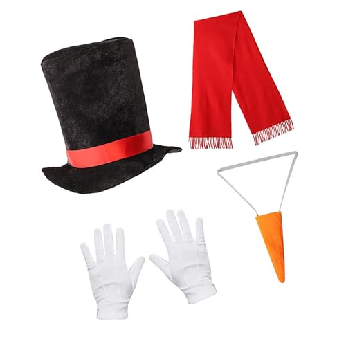 Schneemann Kostüm Sets Weihnachten Winter Frosty Kostüm Schneemann Mütze Mit Tutus Rock Karotte Nasenschal Handschuhe Pompons Bälle von Wilgure