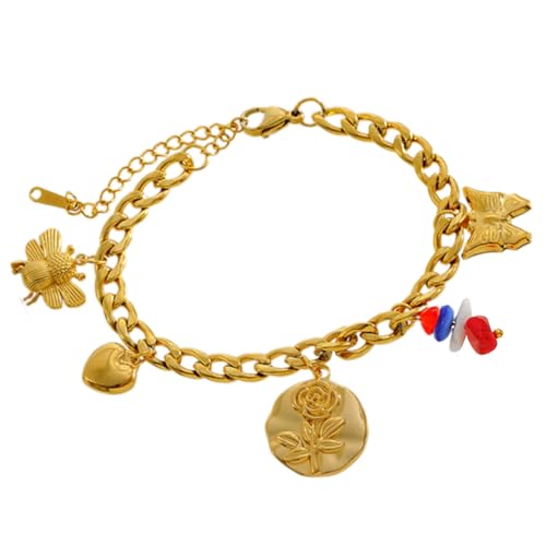 Wilgure Elegantes Charmearmband Mit Blumen Und Herzdetail Stilvolles Armband Für Mode Forward Individuen Trendy Legierungsschmuck von Wilgure