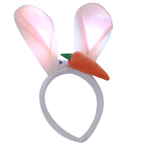 Wilgure LED-Ohren-Haarreif mit leuchtenden Hasenohren, Kopfschmuck für Mädchen und Erwachsene, Party-Dekorationen, niedliches Plüsch-Haar-Accessoire, LED-Ohren, leuchtendes Kaninchenohren, leuchtet im von Wilgure