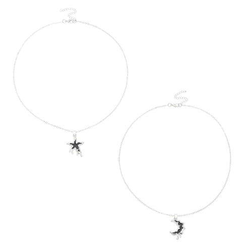 Wilgure Mehrzweckfreundschaft Schmuck Set Von 2 Frauen Teenager Mädchen Stars Und Mond Designs Bester Freund Halsketten Schmuck Einzigartige Designs Halskette von Wilgure