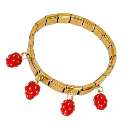 Wilgure Mode Tragbare Edelstahl Armband Mit Schönen Erdbeer Und Kirschdesigns Für Tägliche Kee von Wilgure