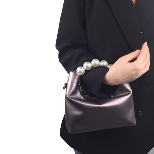 Wilgure Perlenperlen Top Abendbeutel Vintage PU Leder Crossbody Handtasche Kleine Geldbeutel Mit Kette Für Frauen Hochzeitsfeier Formelle Brauttasche von Wilgure