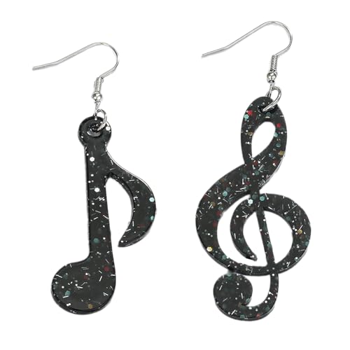 Wilgure Schwarze Acrylheizungsohrringe Farbenfrohe Musiknoten Ohrringe Mode Statement Schmuck Für Frauenkonzertparty von Wilgure