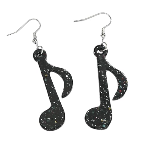 Wilgure Schwarze Acrylheizungsohrringe Farbenfrohe Musiknoten Ohrringe Mode Statement Schmuck Für Frauenkonzertparty von Wilgure