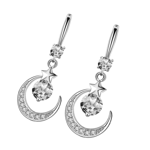 Wilgure Stilvoller Mond Und Star Drop Ohrringe Stilvolle Frauen Ohrringe Hochzeitsanhänger Für Fashion Lover Drop von Wilgure