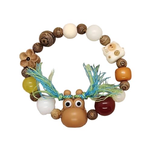 Wilgure Styles Armband Frauen Fashion Perlen Armband Mit Quasten Detail Holzstruktur Geeignet Für Verschiedene Anlässe Quastenarmband von Wilgure