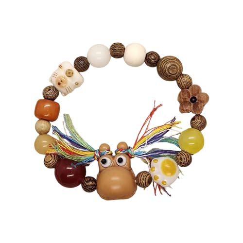 Wilgure Styles Armband Frauen Fashion Perlen Armband Mit Quasten Detail Holzstruktur Geeignet Für Verschiedene Anlässe Quastenarmband von Wilgure