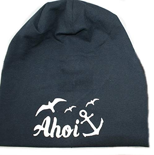 Wilhahn Beanies AHOI Anker und Möwen Schrift weiß 95% Baumwolle 5% Elasthen (Schwarz) von Wilhahn