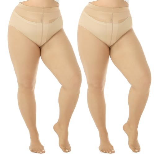 WiliW 2 Paar Strumpfhosen Damen Grosse Grössen 20D Transparente Strumpfhose Ultra Dünn Feinstrumpfhose WiliW 2 Paar Strumpfhosen Damen Grosse Grössen 20D Transparente Strumpfhose Ultra Dünn Feinstrumpfhose von WiliW