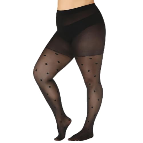 WiliW Strumpfhose mit Punkten in Übergröße für Damen, Muster Strumpfhose 40D, Hohe Taille Control-Top Schwarze Transparente Strumpfhose WiliW Strumpfhose mit Punkten in Übergröße für Damen, Muster Strumpfhose 40D, Hohe Taille Control-Top Schwarze Transparente Strumpfhose von WiliW