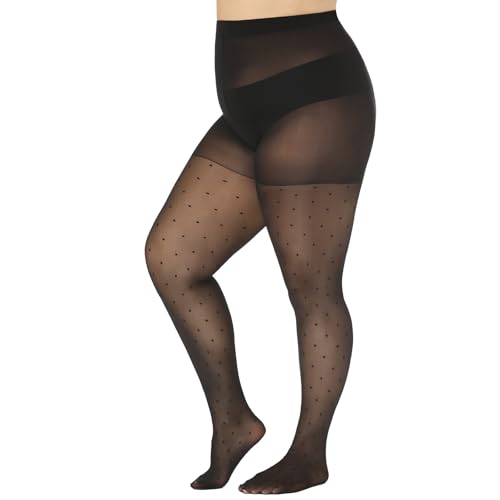 WiliW Strumpfhose mit Punkten in Übergröße für Damen, Muster Strumpfhose 40D, Hohe Taille Control-Top Schwarze Transparente Strumpfhose WiliW Strumpfhose mit Punkten in Übergröße für Damen, Muster Strumpfhose 40D, Hohe Taille Control-Top Schwarze Transparente Strumpfhose von WiliW