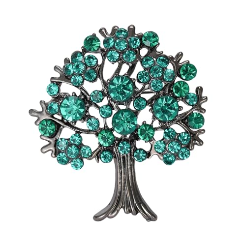 Baumform Pin Prom Brosche Damen Strass Öltropfen für Schultertasche Anzug Mantel Kragen Hut Elegante Kleidung Verzierung Party, Metalllegierung, Sekundärer Stein von Wilitto