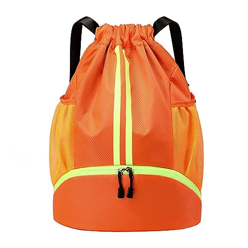 Sport Rucksack Sport Turnbeutel mit Kordelzug Große Kapazität Wasserdicht Oxford Tuch Seesack für Damen Herren Junior Leichte Sport Gym Bag, Orange von Wilitto